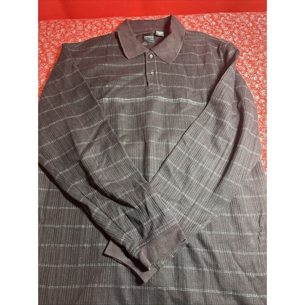 Vintage Maroon Arrow Polo Two Button Cotton Blend Long Sleeve Sweater M - Picture 3 of 4